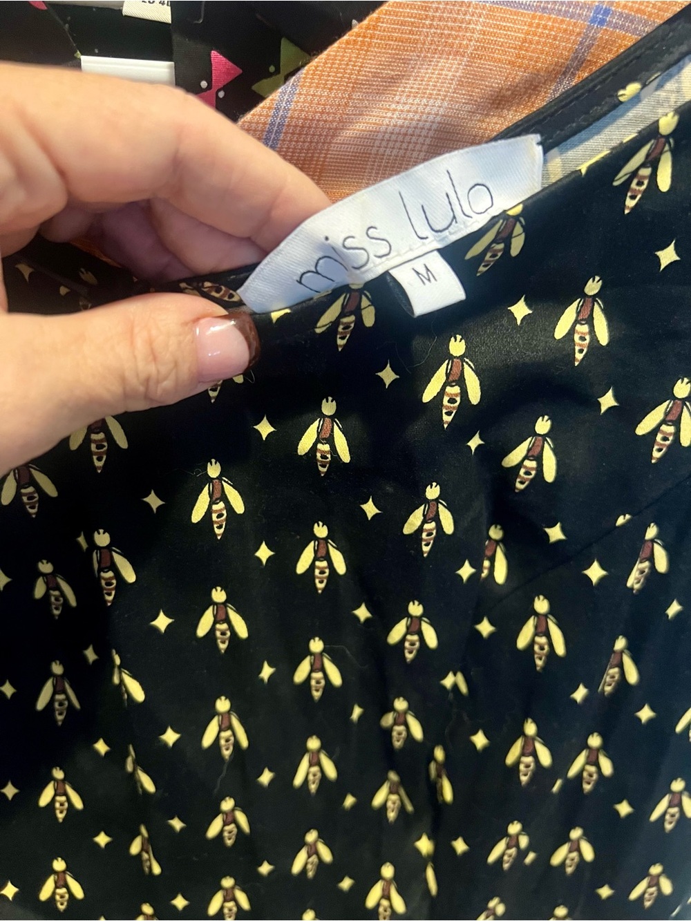 Miss Lulo Black Bee-Print Women's Dress